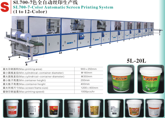 7-20L 18 pcs/Min 1-7 warna plastik Round Bucket UV Screen Printing Machine