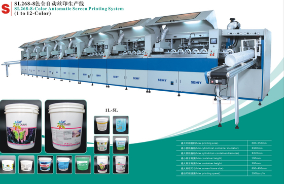 2000pcs/Hr Multicolor Screen Printing Machine Untuk Cylindrical Bucket Max Container Diameter 220mm