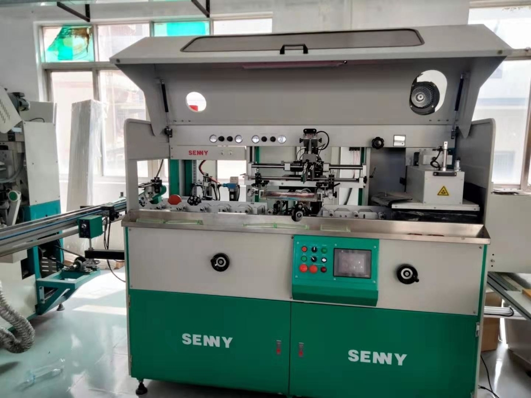 Servo Driven UV Bottle Printer Multicolor Screen Printing Machine Dengan Hot Stamping Labeling